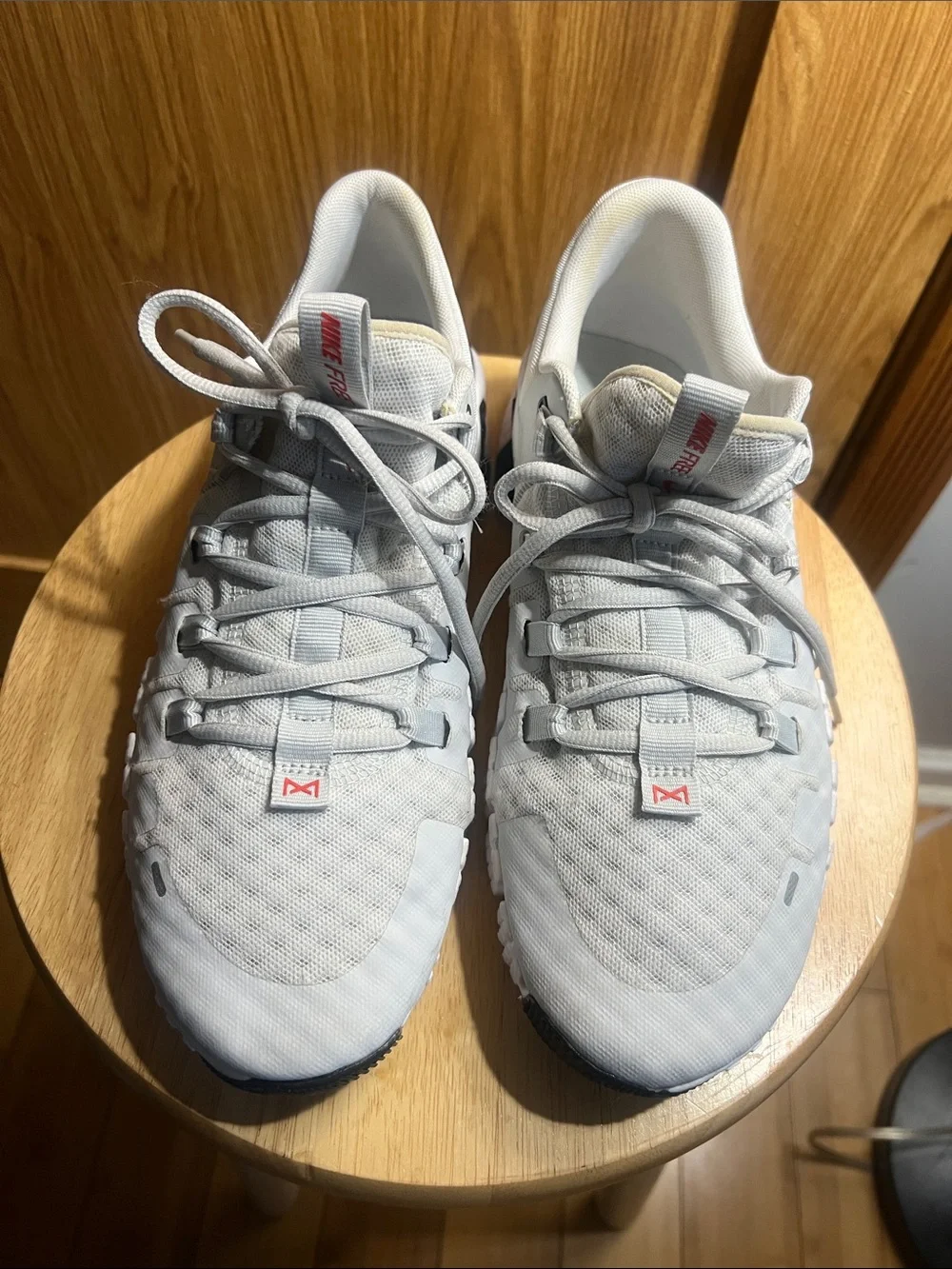 Nike Women's Light Gray and White Training Sneakers